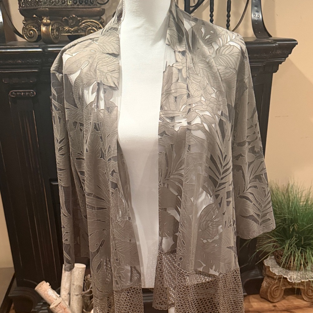 Chico's Tan Leaf Print Jacket